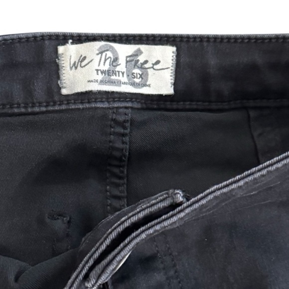WE THE FREE PEOPLE Youthquake Flare Stretch Cropped Jean Black Sz 26 Frayed Hem - Picture 9 of 11